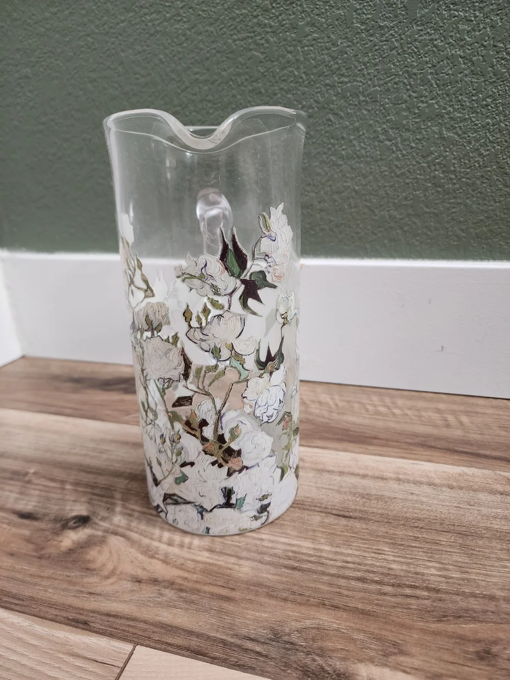 The Met Van Gogh Roses Glass Pitcher Carafe Floral Glassware Museum Art Jug